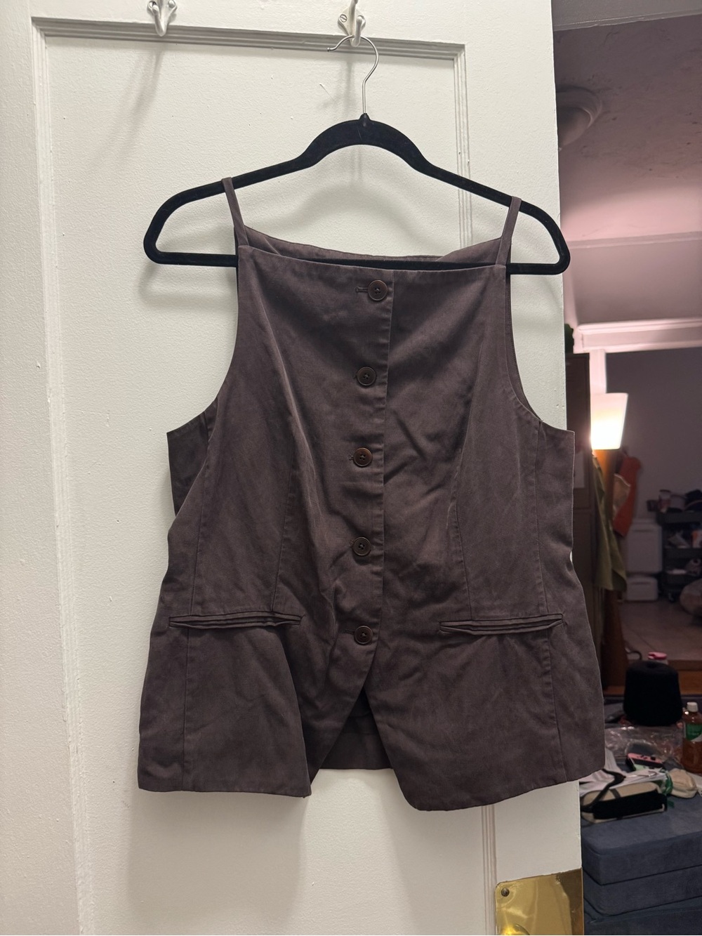 Madewell Brown Button-Front Sleeveless Camisole